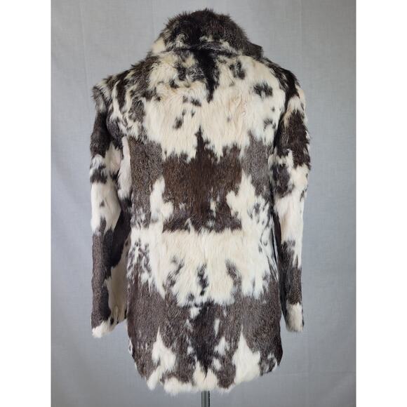 Vintage Rabbit Fur Black & White Jacket Coat Women's Sz M - Picture 7 of 11